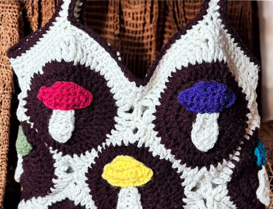 Handmade Crochet Mushroom Purse